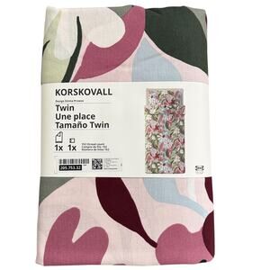 IKEA KORSKOVALL Multicolor Floral Pattern Twin Duvet Cover & Pillowcase